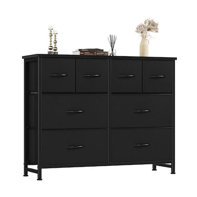 Fabric Dresser - 8 Drawer Storage Tower Black