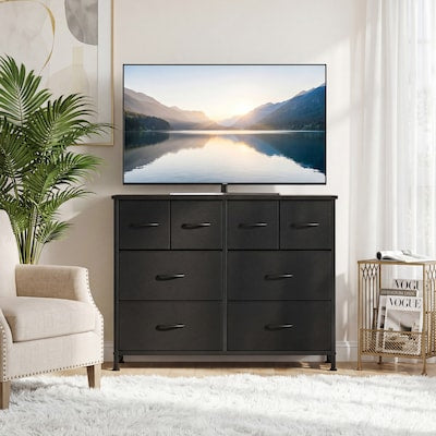 Fabric Dresser - 8 Drawer Storage Tower Black