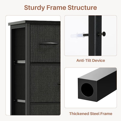 Fabric Dresser - 8 Drawer Storage Tower Black