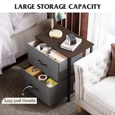 Fabric Nightstand - 2 Drawer Songmics Nightstand