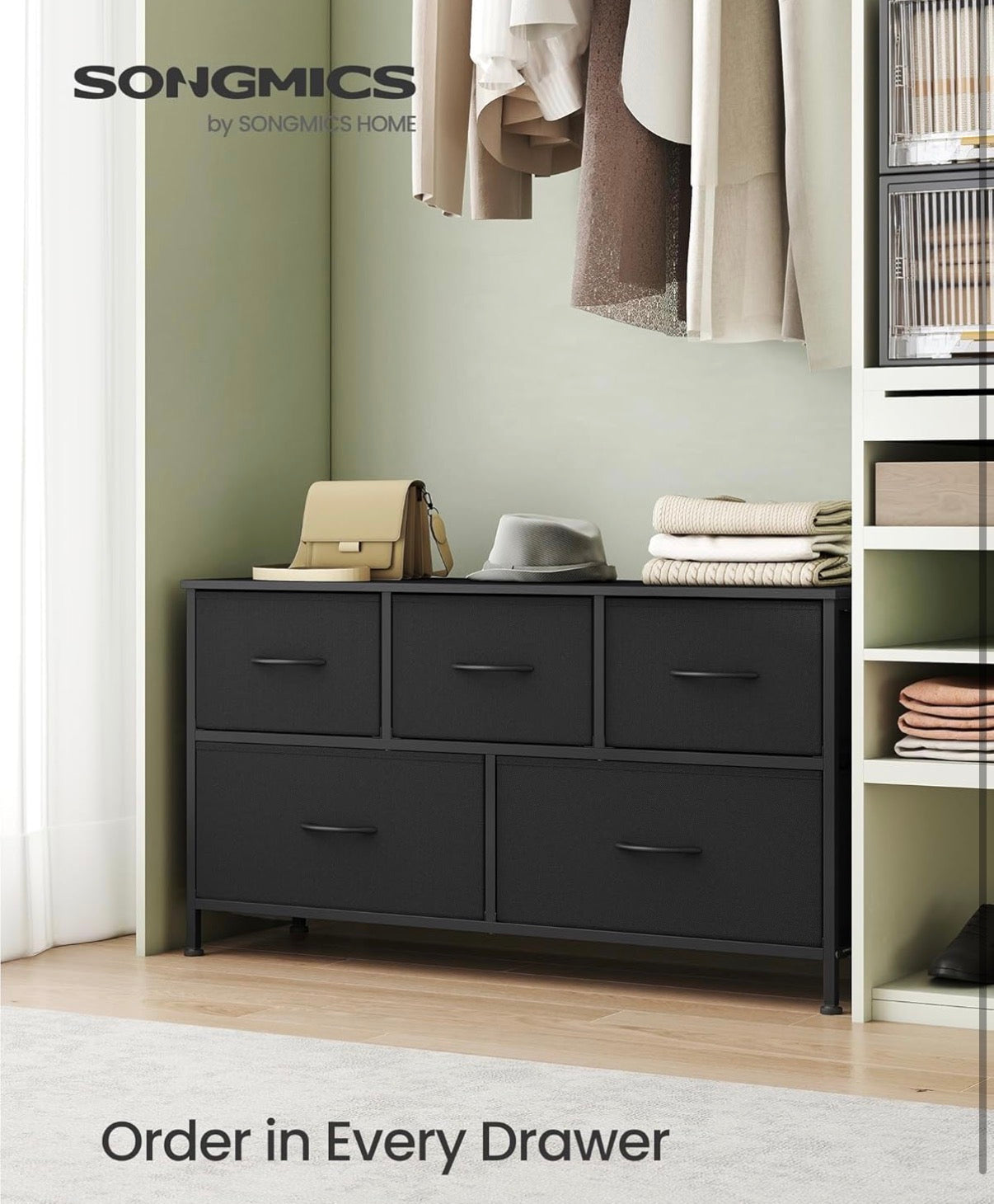 Fabric Dresser - 5 Drawer Songmics Black Dresser