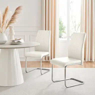 Dining Chair - Set of 2 Almaan Faux Leather White - Hebron 4