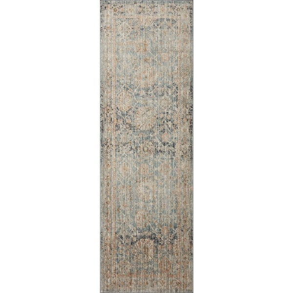 Rug - 2 ft. 7 in. x 8 ft. Jean Stoffer Katherine Ocean / Coral Traditional Runner Rug