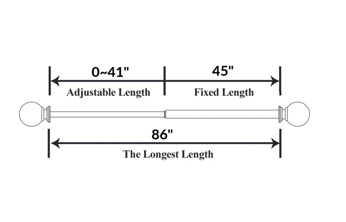 Curtain Rod - 48" - 86" Hadel Adjustable Overall Width x 1 Diameter - WF9.25.25