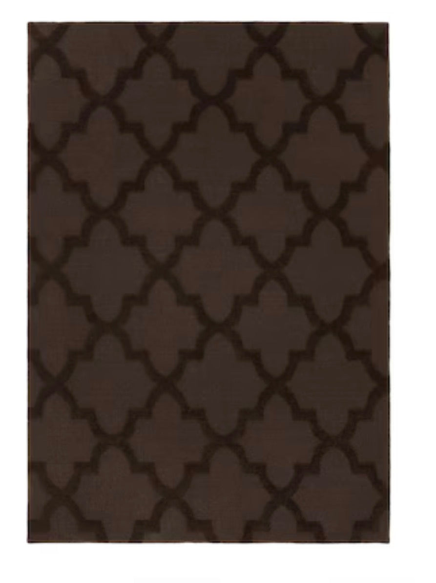 Rug - 4' x 6' Garland Rug Quatro Mocha Cut-Loop Trellis Area Rug –Soft, Comfortable