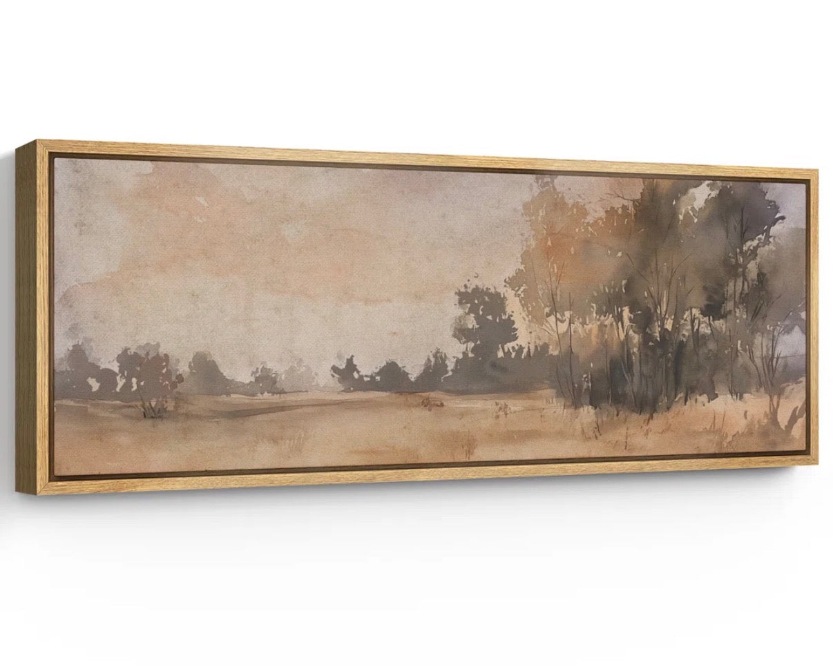 Framed Canvas - 20” x 60” Neutral Landscape Abstract