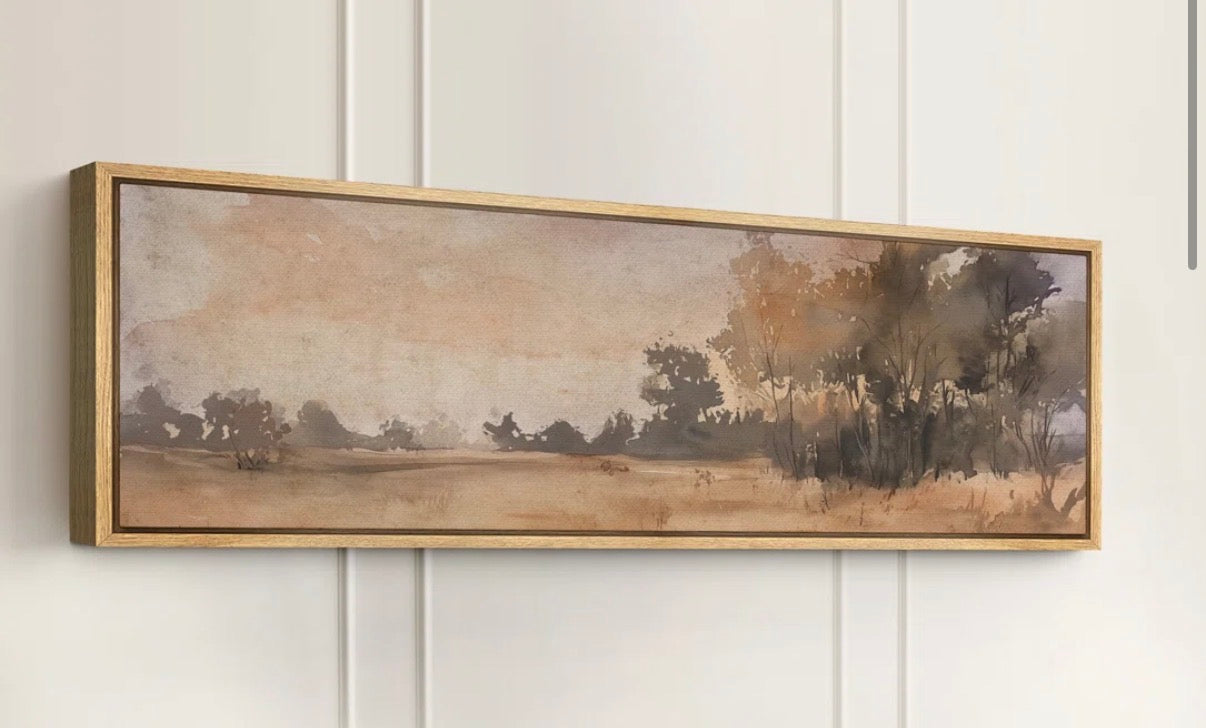 Framed Canvas - 20” x 60” Neutral Landscape Abstract