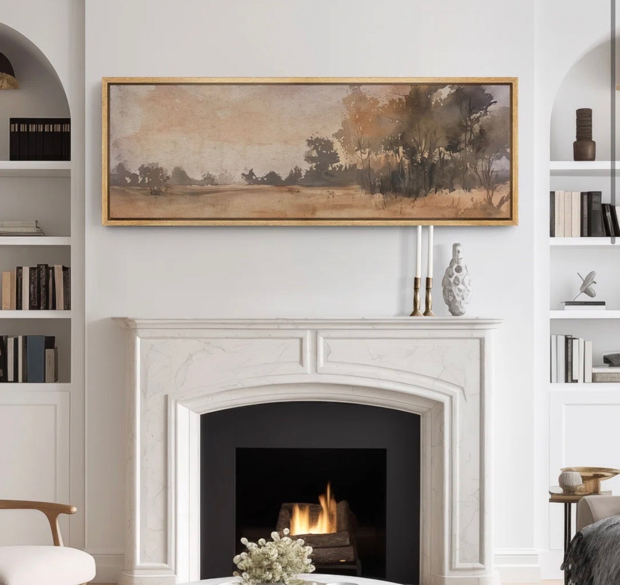 Framed Canvas - 20” x 60” Neutral Landscape Abstract