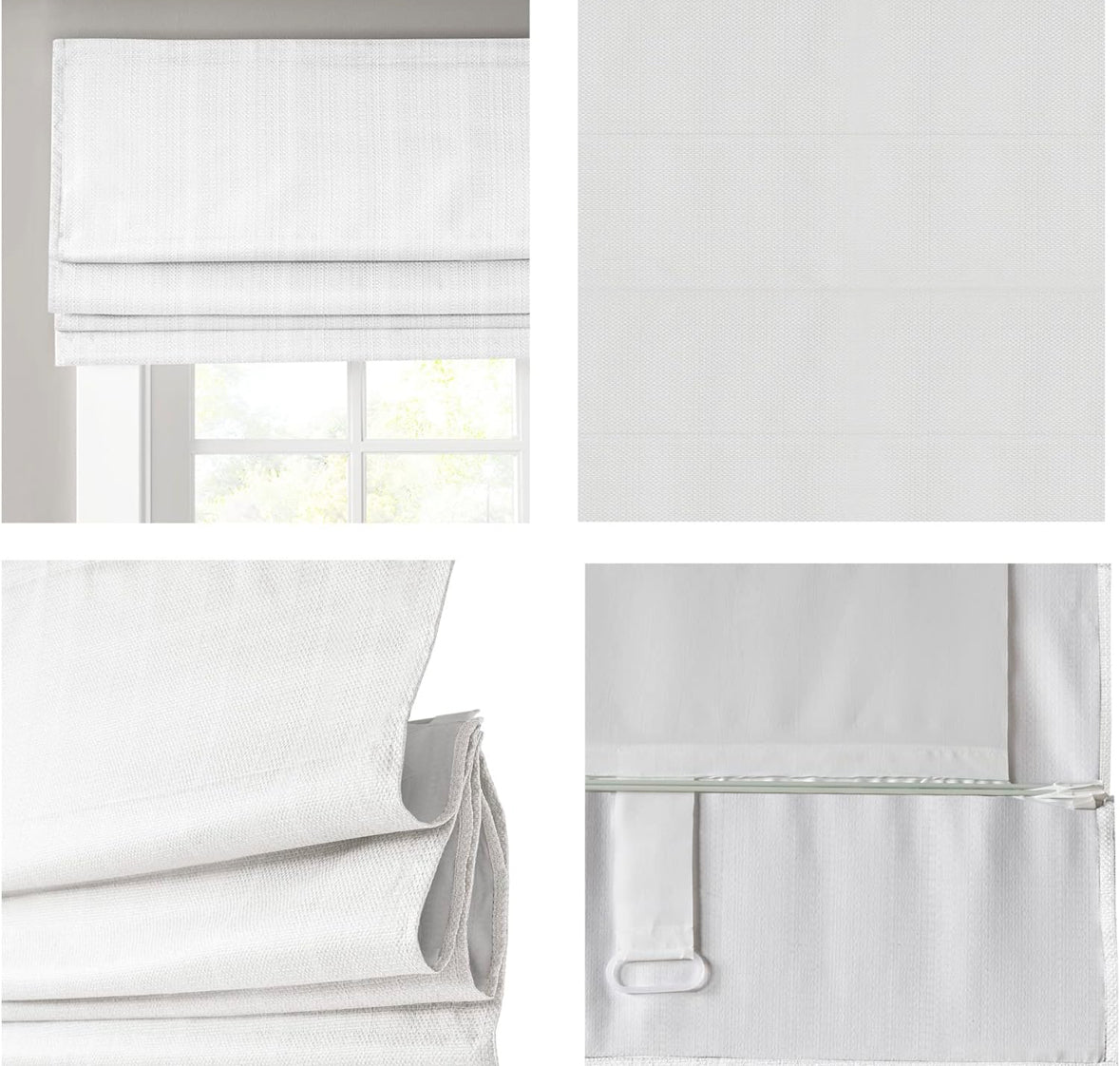 Blind - 23" W x 64" L Roman Shade Galen White Basketweave Cordless Room Darkening - WF9.25.25