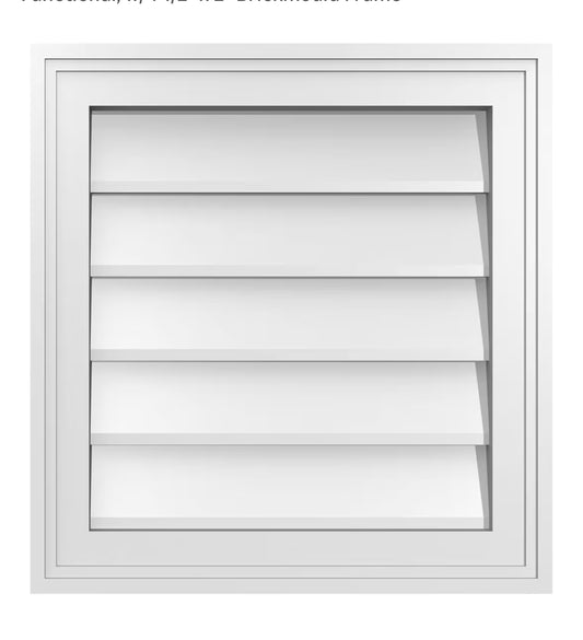 Gable - 18"x18" Rectangle Surface Mount Non-Functional Standard Frame PVC Gable Vent - WF9.25.25