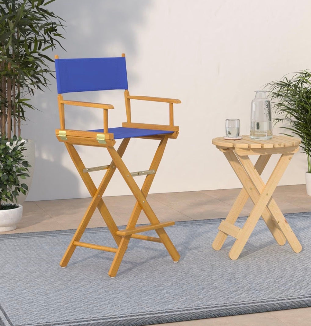 Chair - Casual Home 30" Director's Chair Honey Oak Frame-with Royal Blue Canvas, Bar Height