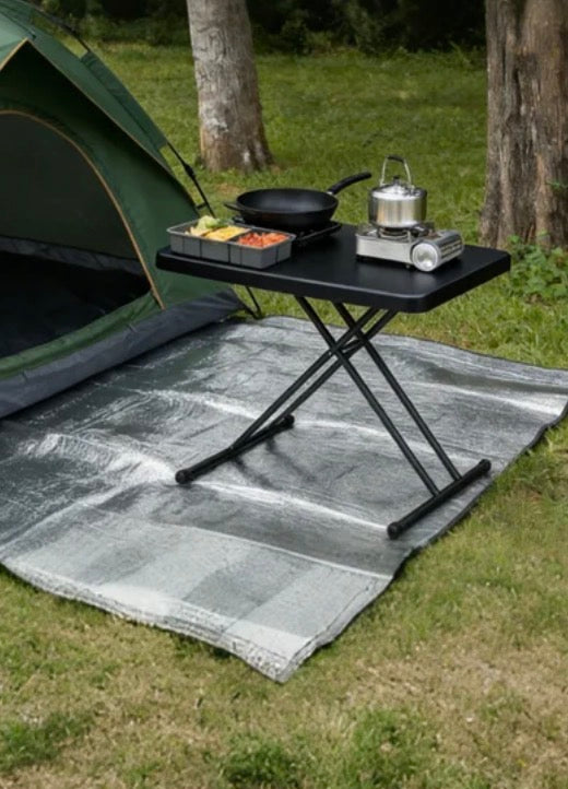 Folding Table - Small Camping Folding Table, 22/25/28 inch Height Adjustment Tv Tray, Practical Portable Plastic Table, Indoor/Outdoor, Black