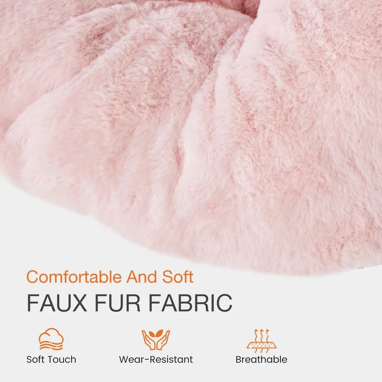 Chair - Folding Saucer Chair, Square X-Large Faux Fur Comfy for Lounge, Bedroom, Adults, Pink
