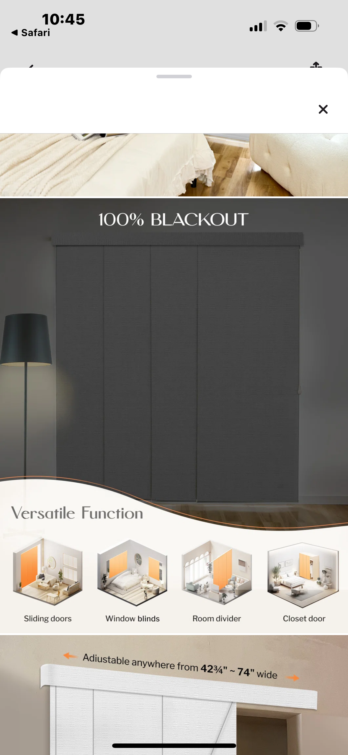Blind - 4-panel Adjustable Panel Track Blinds Blackout ＆ Light Filtering Vertical Blinds - WF9.25.25