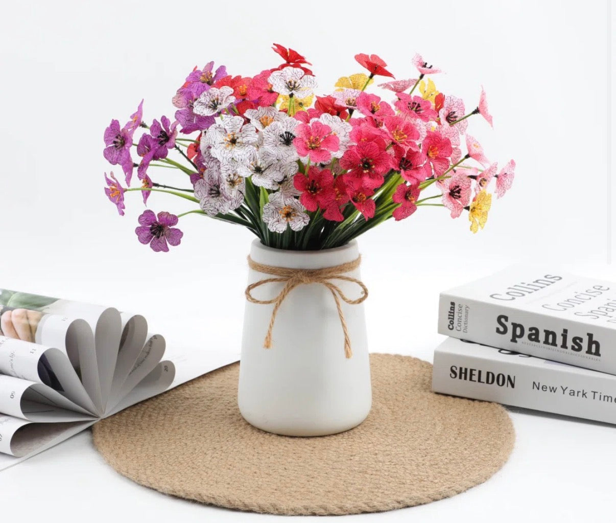 Faux Plant - 12 Bundles UV Resistant Colorful Flowers