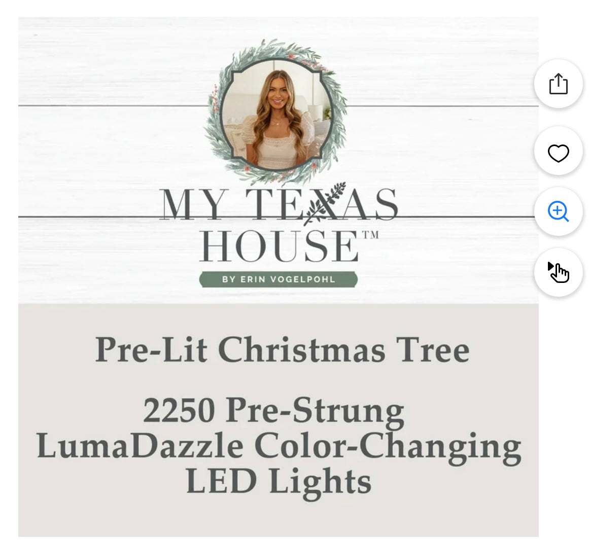 Christmas Tree - 7.5' Pre-Lit Grand Spruce Green Artificial Christmas Tree with 2250 LumaDazzle Color-Changing Twinkle LED Lights, by My Texas House - WM11.25.25