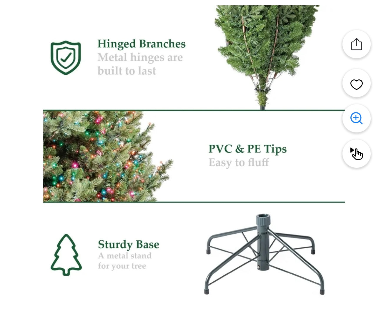 Christmas Tree - 7.5' Pre-Lit Grand Spruce Green Artificial Christmas Tree with 2250 LumaDazzle Color-Changing Twinkle LED Lights, by My Texas House - WM11.25.25