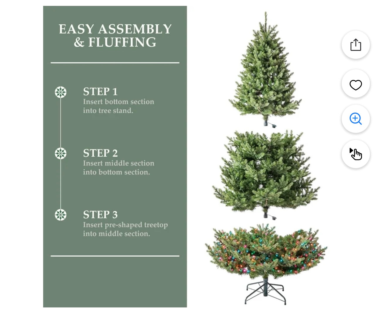 Christmas Tree - 7.5' Pre-Lit Grand Spruce Green Artificial Christmas Tree with 2250 LumaDazzle Color-Changing Twinkle LED Lights, by My Texas House - WM11.25.25
