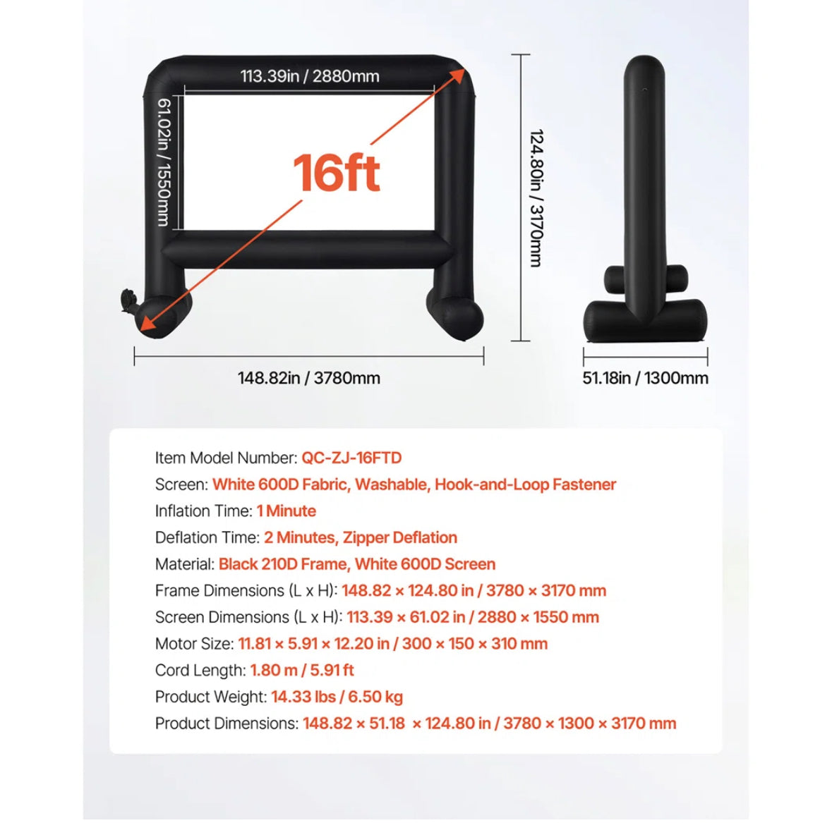 Entertainment - Inflatable Projector Screen with Portable Storage Bag - WF10.16.25