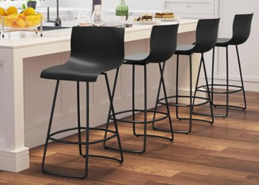 Barstool Set of 4 - Black Curved Seat, Swivel - WF9.25.25