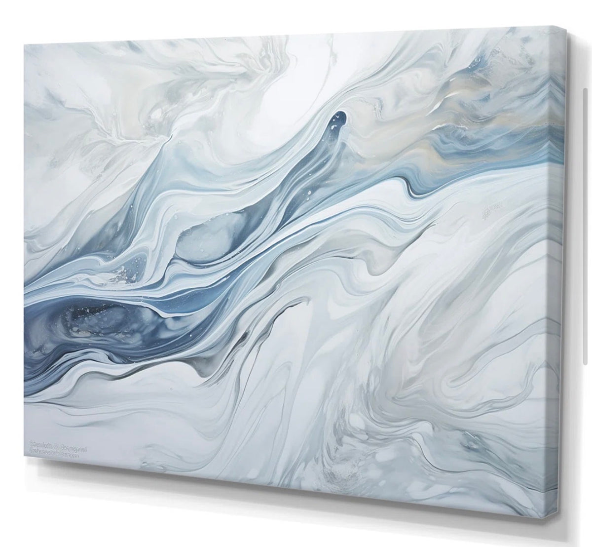 Canvas Art  - 44” x 34” Grey & Blue Glacier Charm Liquid Art