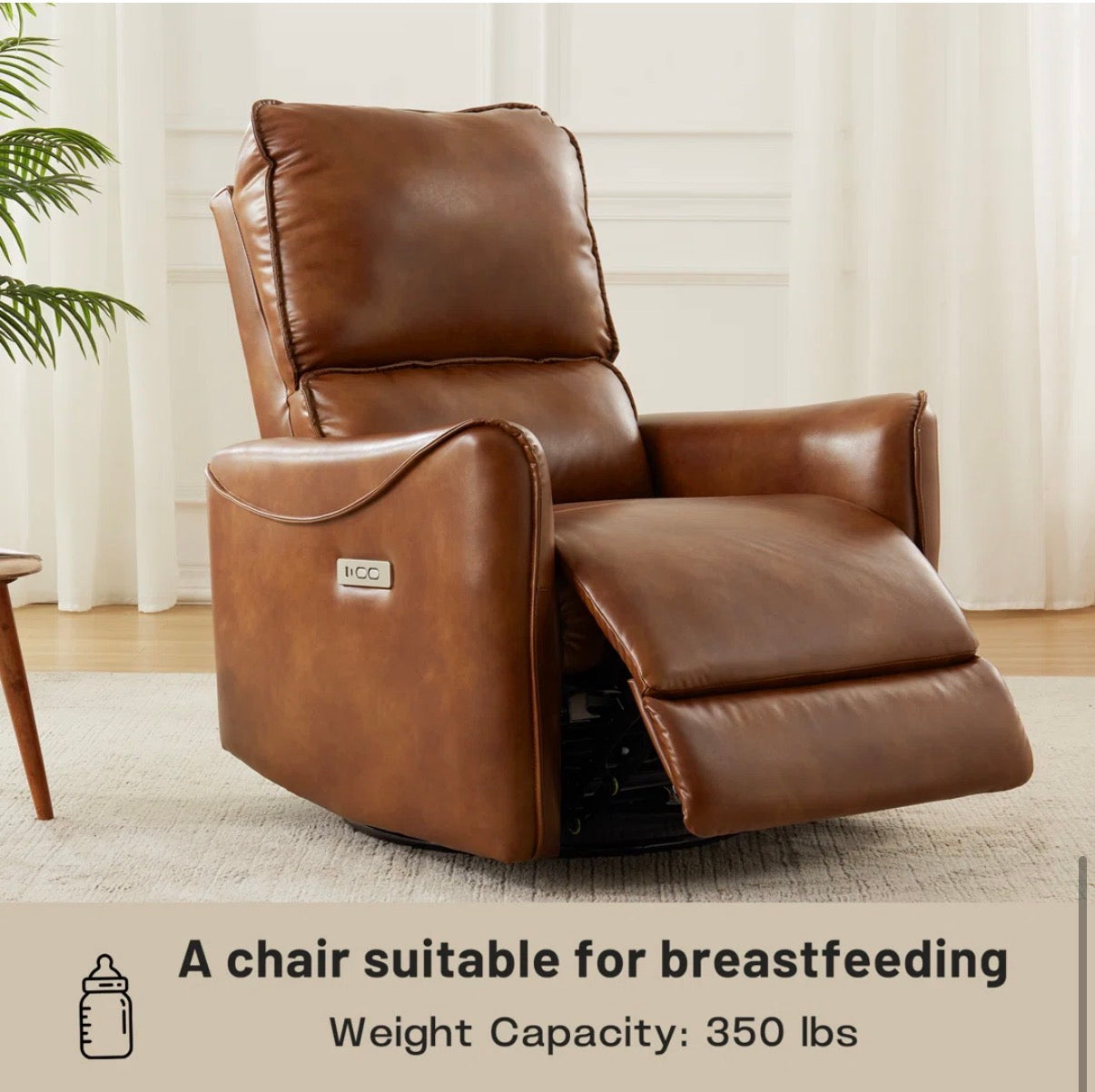 Recliner - Hjalti 32.3” Wide Power Recliner PU Leather 270 Swivel, Rocker Recliner