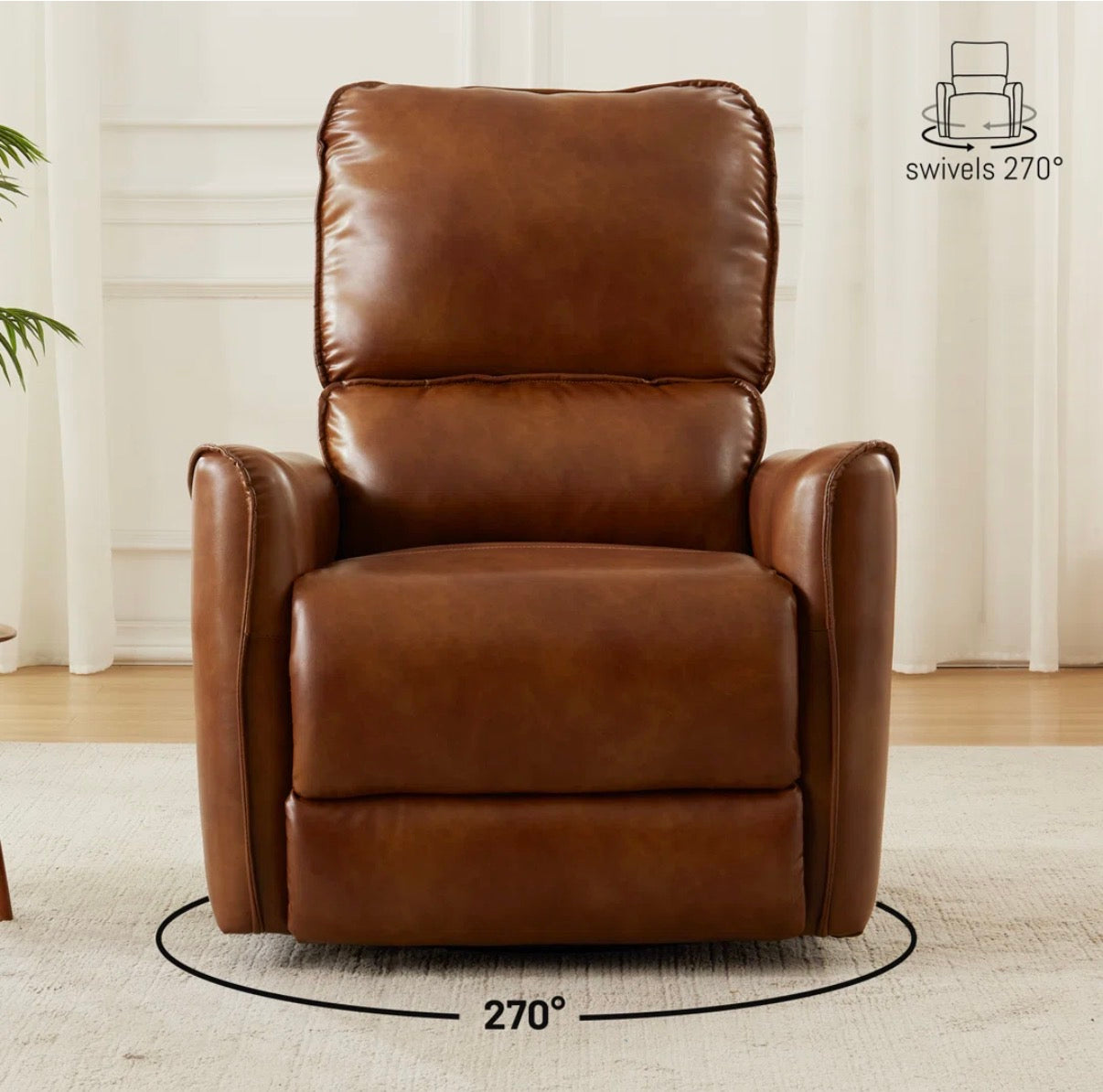 Recliner - Hjalti 32.3” Wide Power Recliner PU Leather 270 Swivel, Rocker Recliner