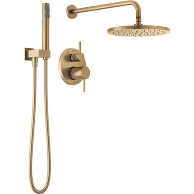 Shower System - Delta Modern Raincan Shower System Champagne Bronze 2-handle Single function 10-in Round Shower Faucet ( Valve Included )