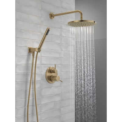 Shower System - Delta Modern Raincan Shower System Champagne Bronze 2-handle Single function 10-in Round Shower Faucet ( Valve Included )