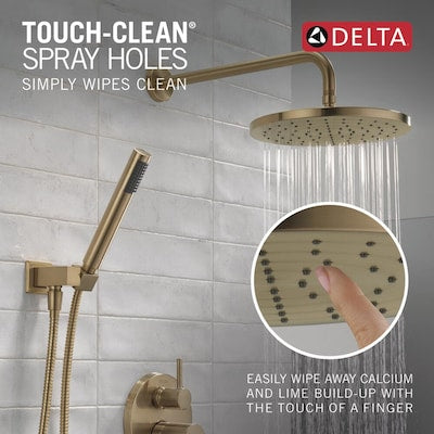 Shower System - Delta Modern Raincan Shower System Champagne Bronze 2-handle Single function 10-in Round Shower Faucet ( Valve Included )