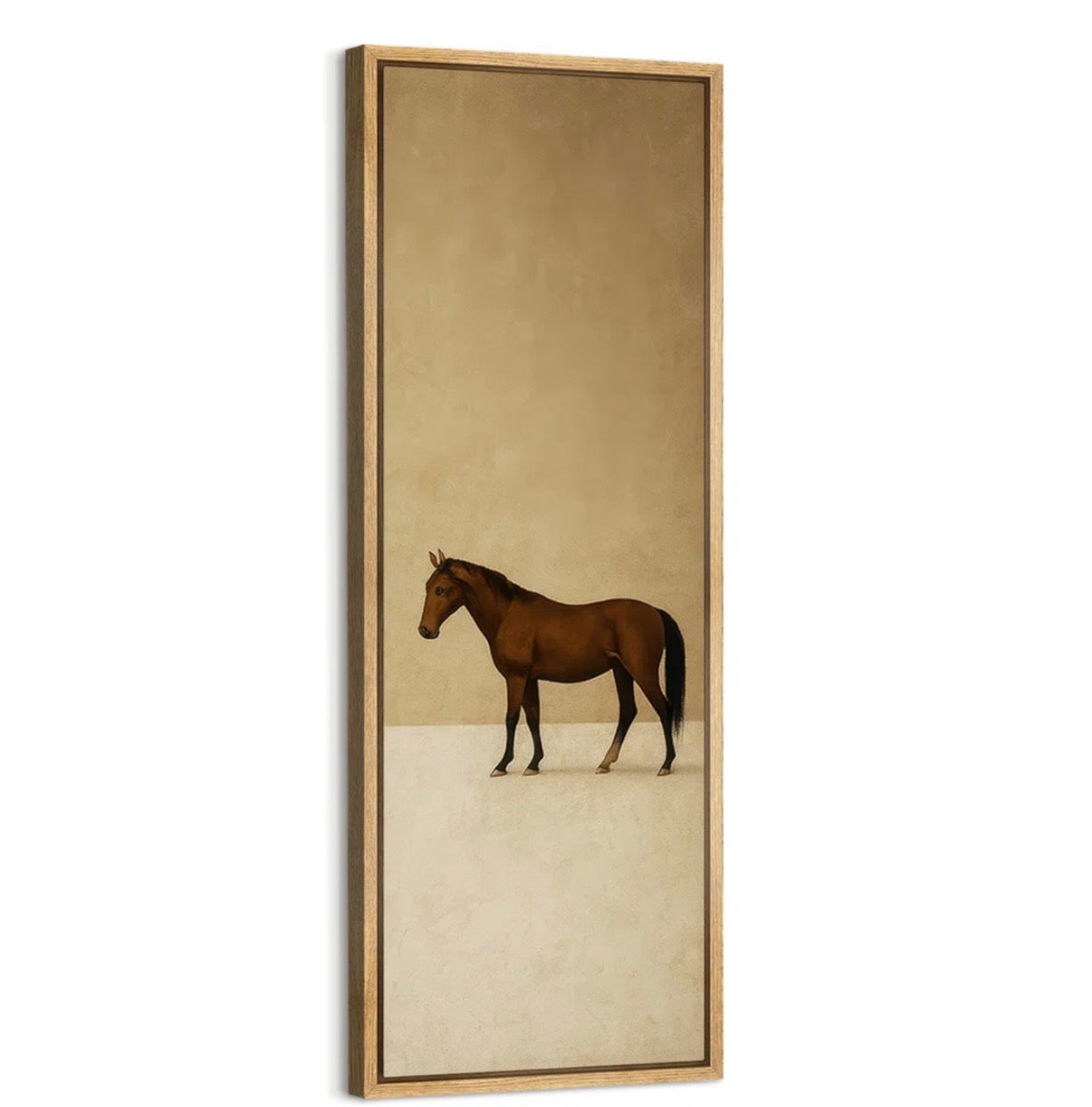 Framed Canvas - 60” x 20” Brown Horse Minimal Equestrian Art
