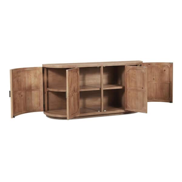 Sideboard/Buffet - Cameron Natural Reclaimed Pine Wood Buffet with Curved Doors and Recessed Base