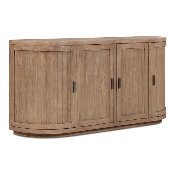 Sideboard/Buffet - Cameron Natural Reclaimed Pine Wood Buffet with Curved Doors and Recessed Base