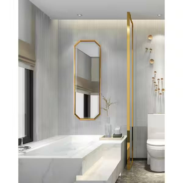 Mirror - Calter 48 in. x 17 in. Classic Octagon Framed Gold Wall Accent Mirror