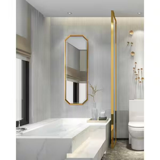 Mirror - Calter 48 in. x 17 in. Classic Octagon Framed Gold Wall Accent Mirror