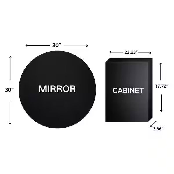 Mirror - 30 in. W x 30 in. H Surface Mount Round Circle Bathroom Metal Framed Medicine Cabinet with Mirror in Matt Black