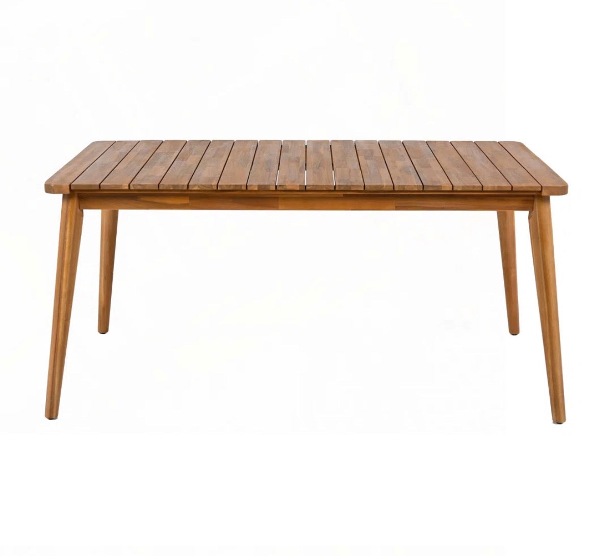 Outdoor Table - 59" x 35" Solid Acacia Wood Rectangular Slatted Table