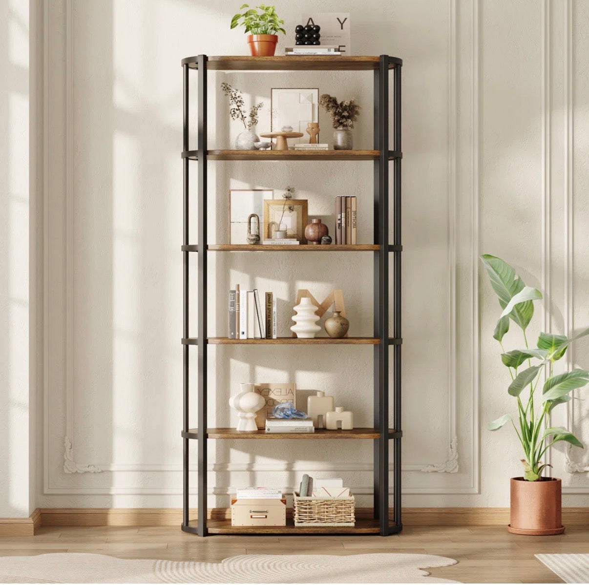 Bookcase - 6 Tier Industrial Bookcase