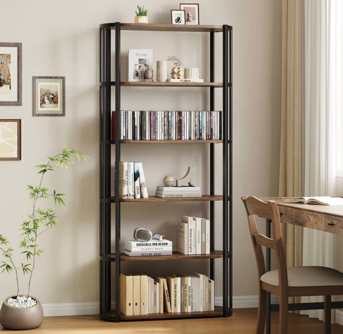 Bookcase - 6 Tier Industrial Bookcase