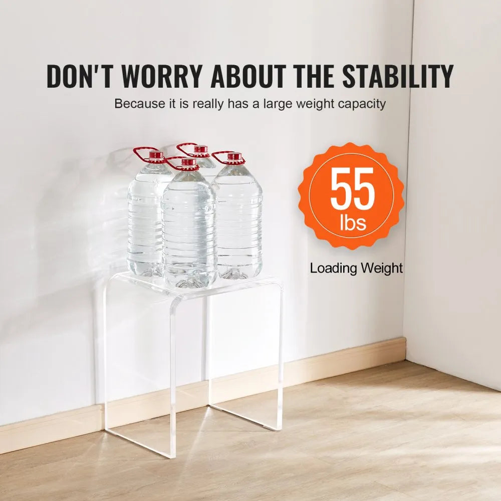 End Table/Nightstand - Set of 2 VEVOR Acrylic End Table, C-Shaped Lucite Side Tables, Clear Acrylic Side Table