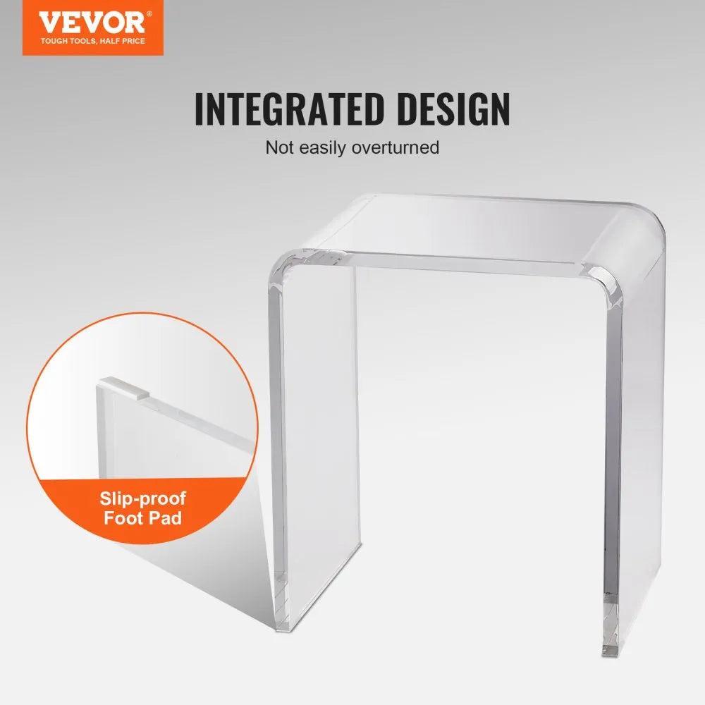 End Table/Nightstand - Set of 2 VEVOR Acrylic End Table, C-Shaped Lucite Side Tables, Clear Acrylic Side Table