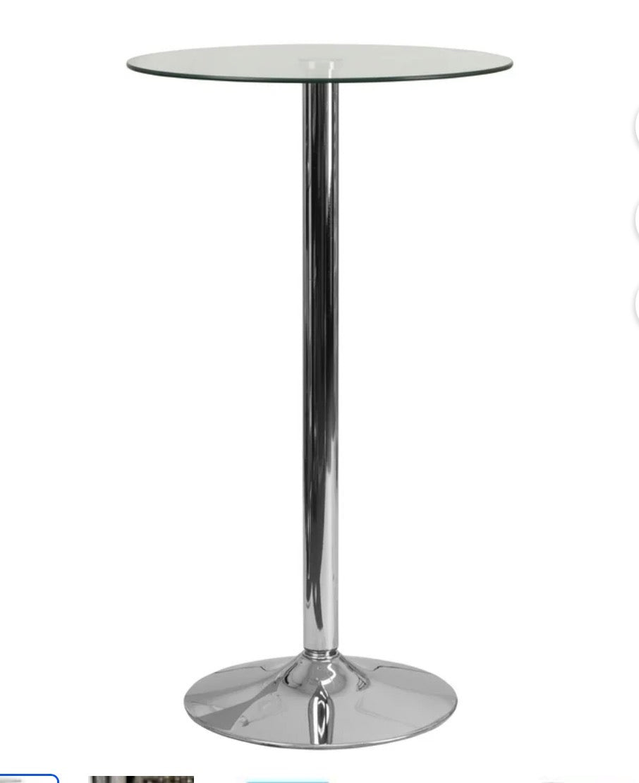 Table - 23.75" Round Glass Top 41.75" H Chrome Base