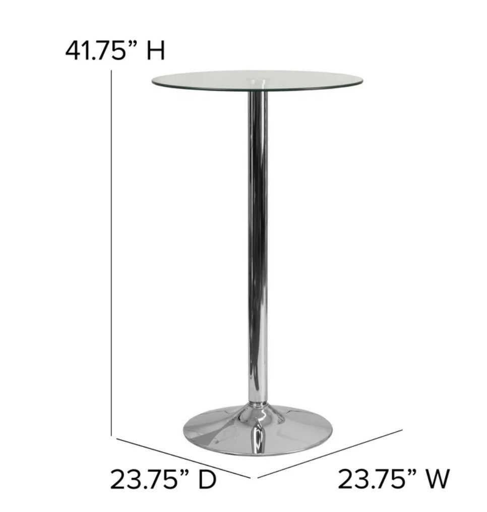 Table - 23.75" Round Glass Top 41.75" H Chrome Base