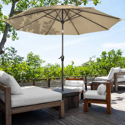 Umbrella - Pure Garden 10-ft Steel Tan Market Patio Umbrella