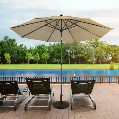 Umbrella - Pure Garden 10-ft Steel Tan Market Patio Umbrella
