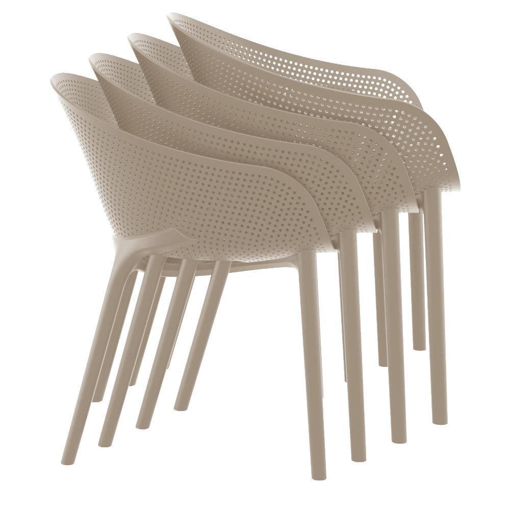 Outdoor Chair Set of 4 - Sky Pro Stacking Dining Chair Taupe