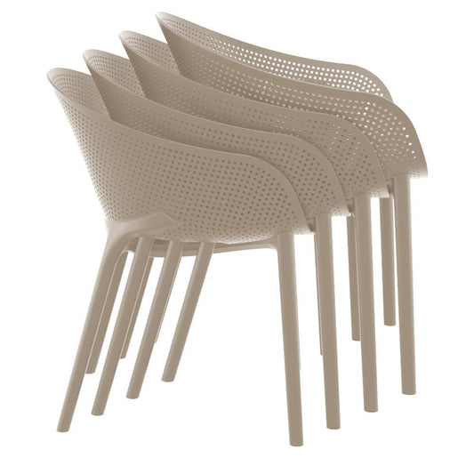 Outdoor Chair Set of 4 - Sky Pro Stacking Dining Chair Taupe