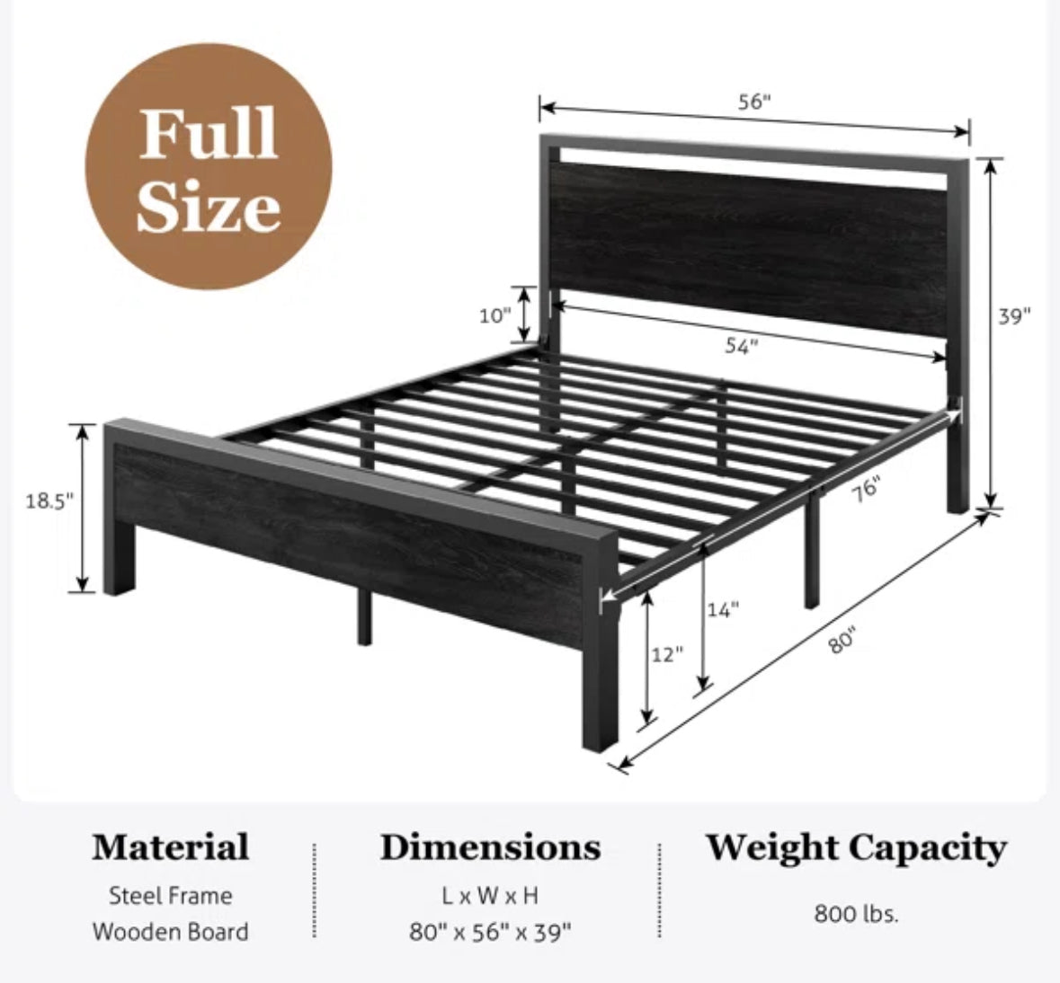 Bed - Full Size Coursey Metal Platform - WF10.16.25