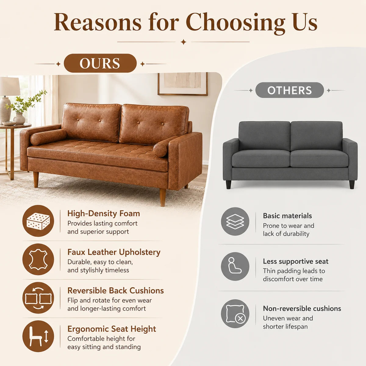 Sofa - Aisha 69.7'' Faux Leather Sofa