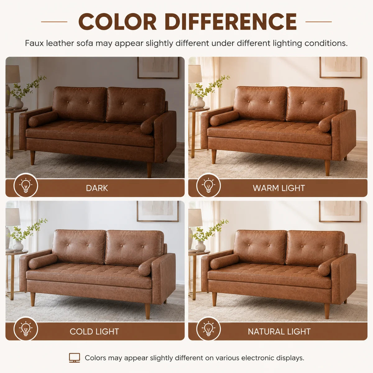Sofa - Aisha 69.7'' Faux Leather Sofa